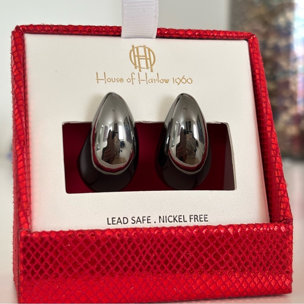 House of Harlow 1960 Teardrop Gunmetal Earrings